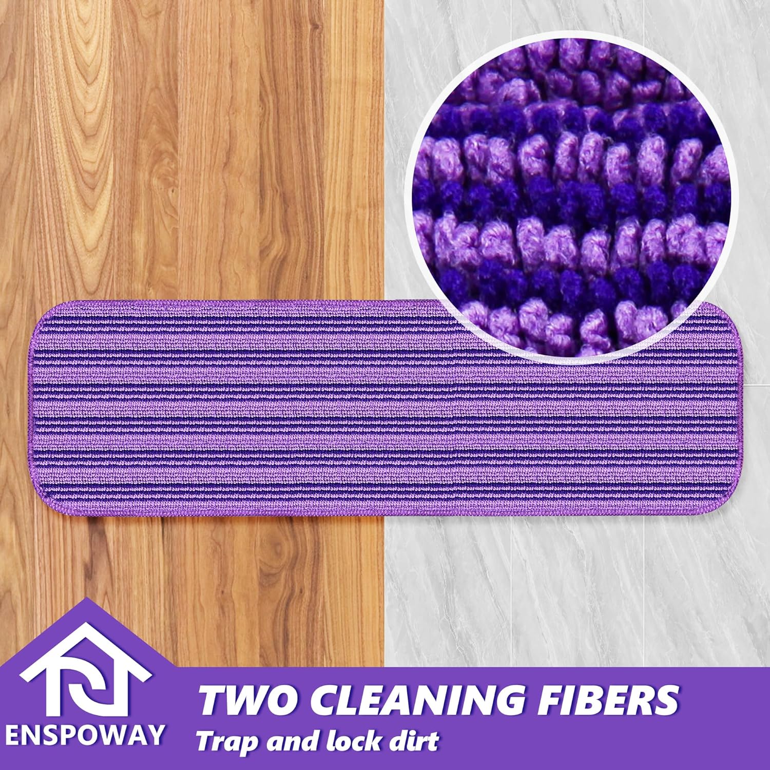 ENSPOWAY 8 Pack Reusable Mop Pads - Purple