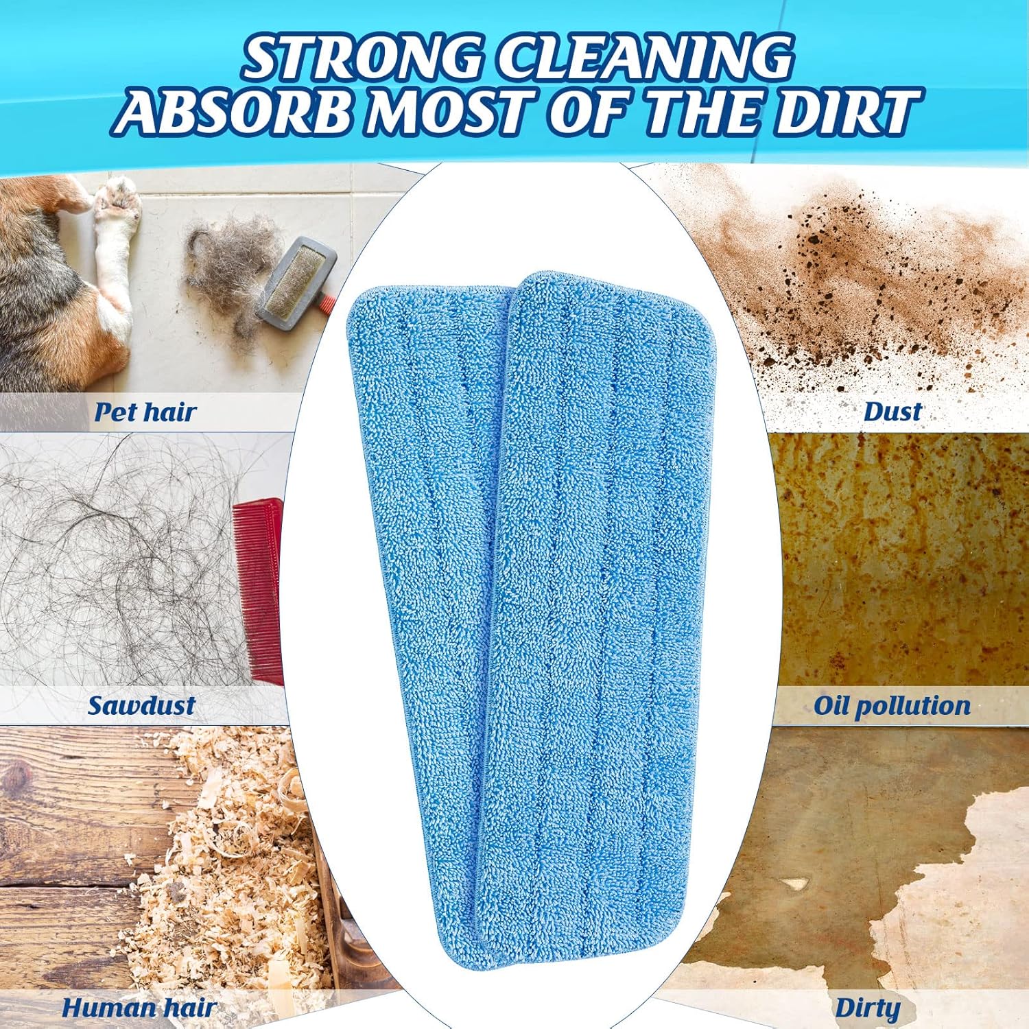 24 Pack Microfiber Mop Pads for Wet Dry Mops