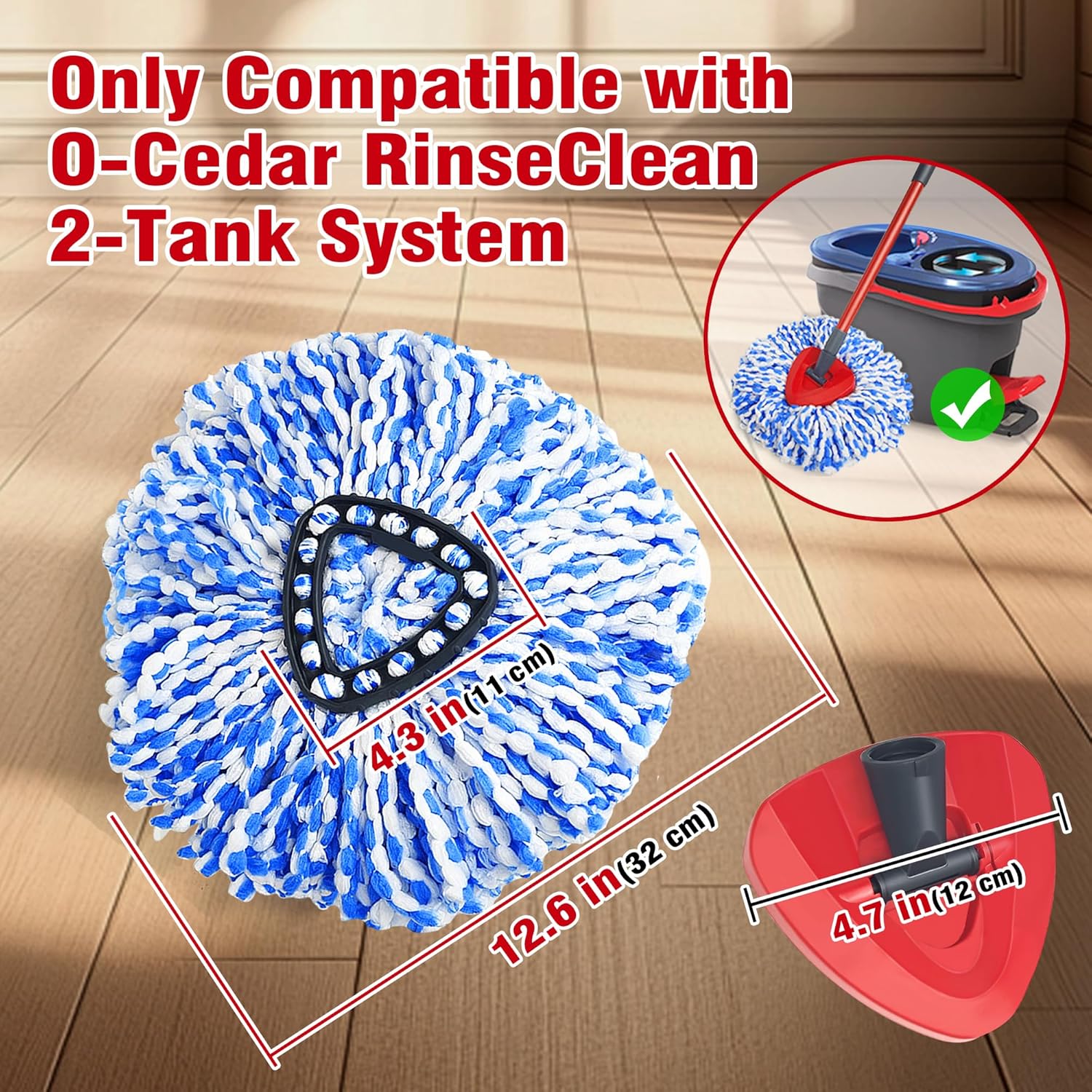 NEWE Mop Head Replacements 2 Pack for O-Cedar RinseClean 2