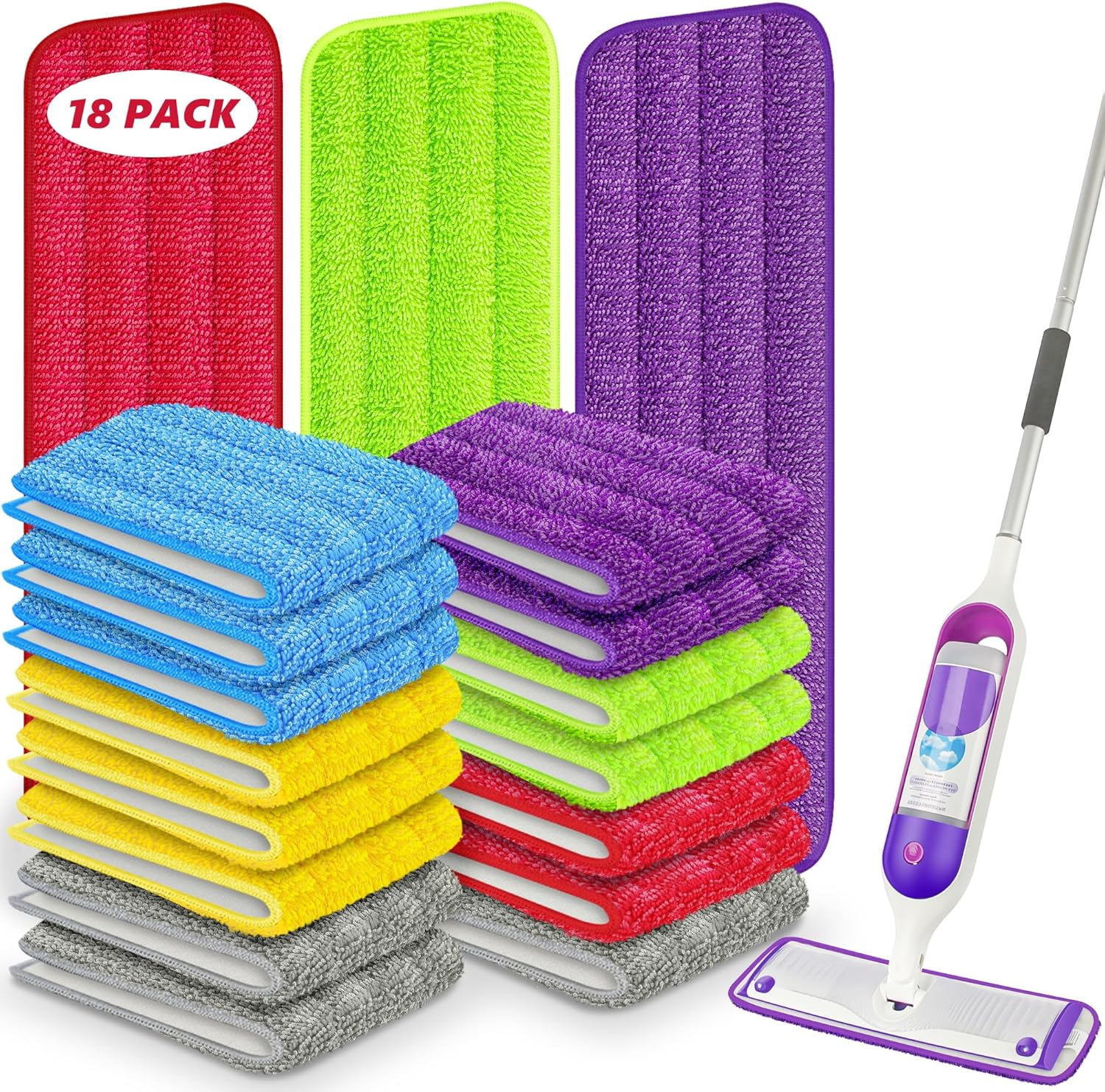 ILAVCOOL 18 Pack Reusable Mop Pads for Swiffer PowerMop