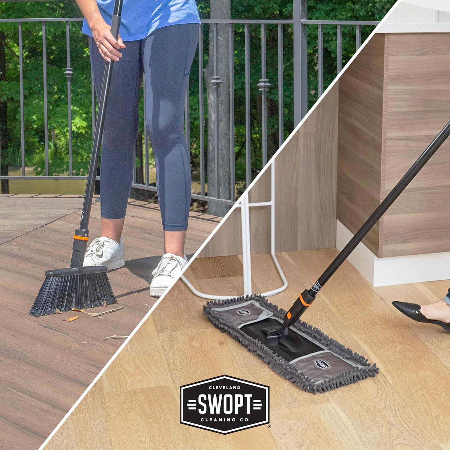 SWOPT 24 Microfiber Dust Mop with Interchangeable Handles