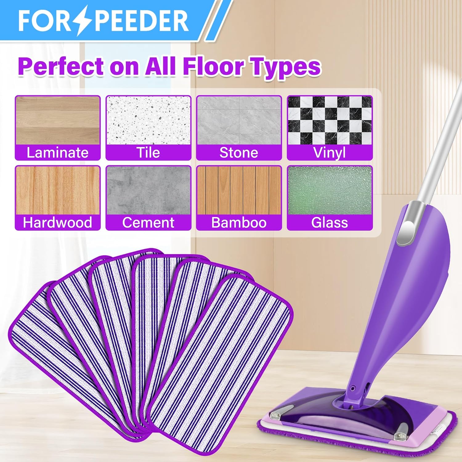 FORSPEEDER 6 Pack Reusable Mop Pads for Swiffer WetJet 1