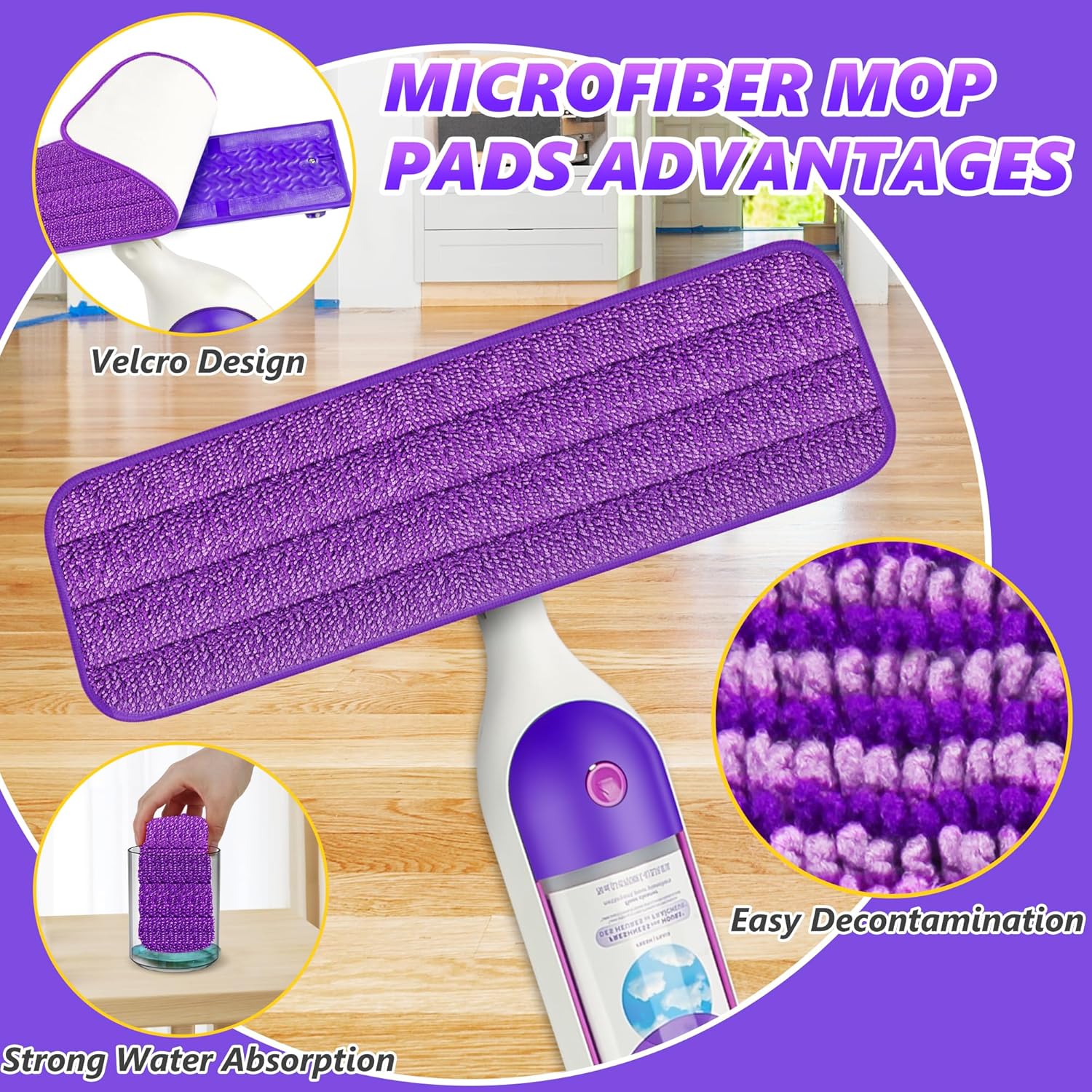 EXEGO 6 Count Reusable Microfiber Mop Pads for Swiffer PowerMop