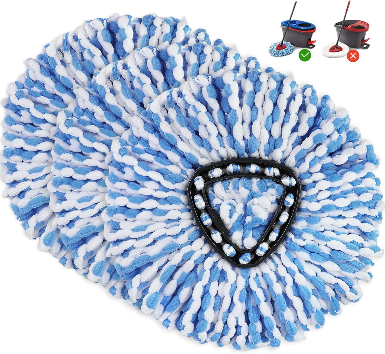 3 Pack Microfiber Mop Heads for O-Ceda RinseClean Spin Mop 1