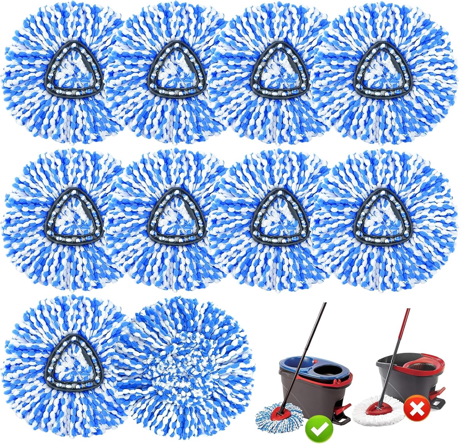 10 Pack Jobvert Mop Heads for O-Cedar RinseClean 2-Tank System