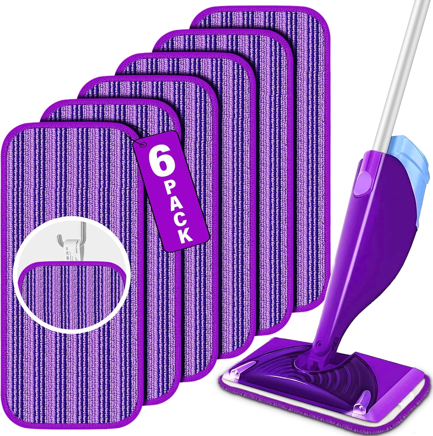 FORSPEEDER 6 Pack Reusable Mop Pads for Swiffer WetJet