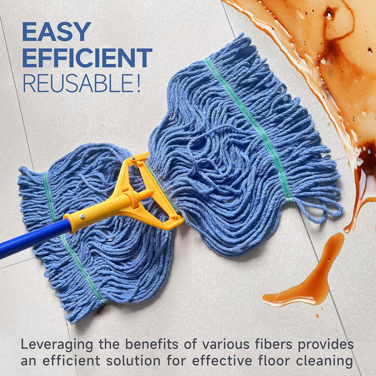 ONESIMUS 16oz Cotton Looped Mop Head Replacements Pack of 3