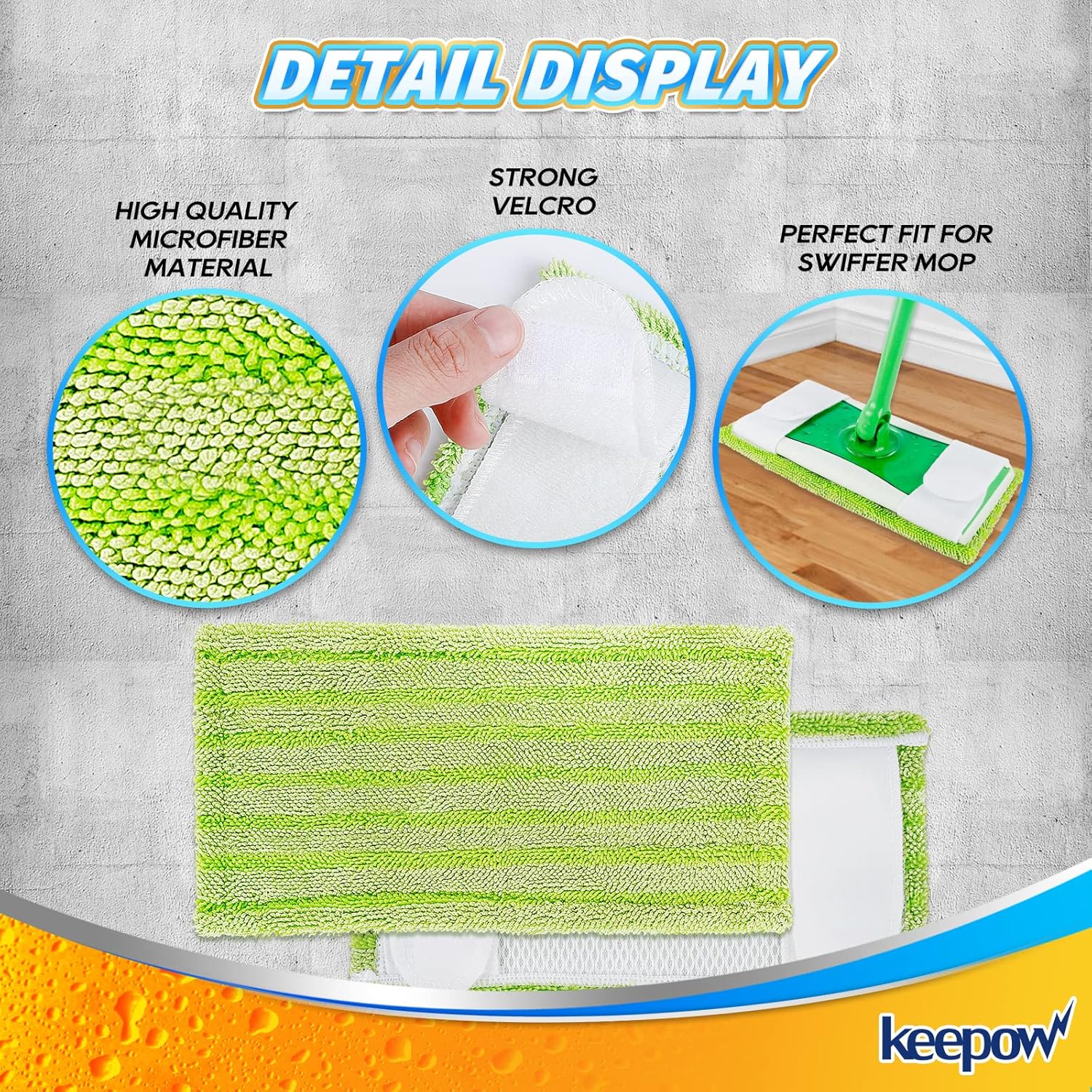 KEEPOW Reusable Mop Pads for Swiffer Sweeper Mop 6 Pack 1