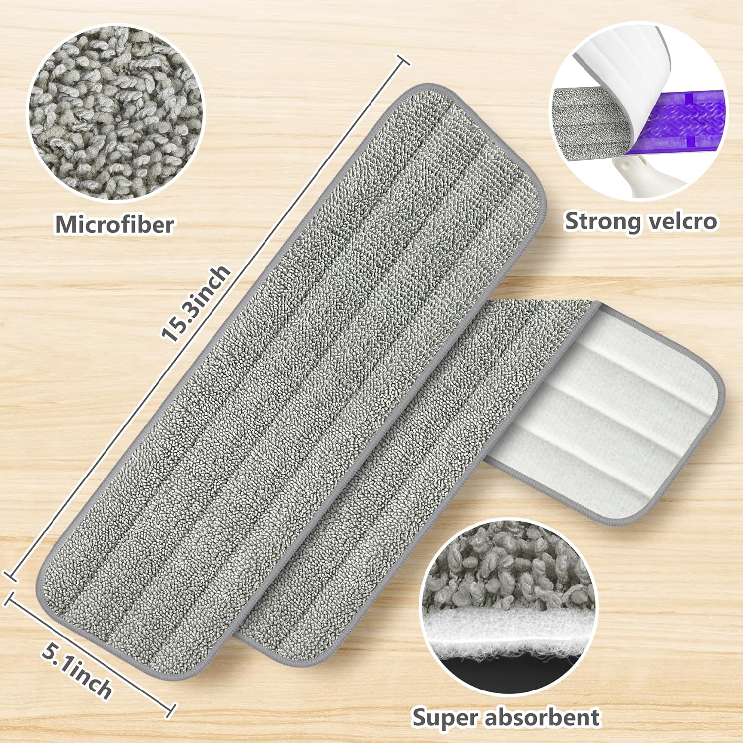 6 Pack Reusable Mop Pads for Swiffer PowerMop and All Floors