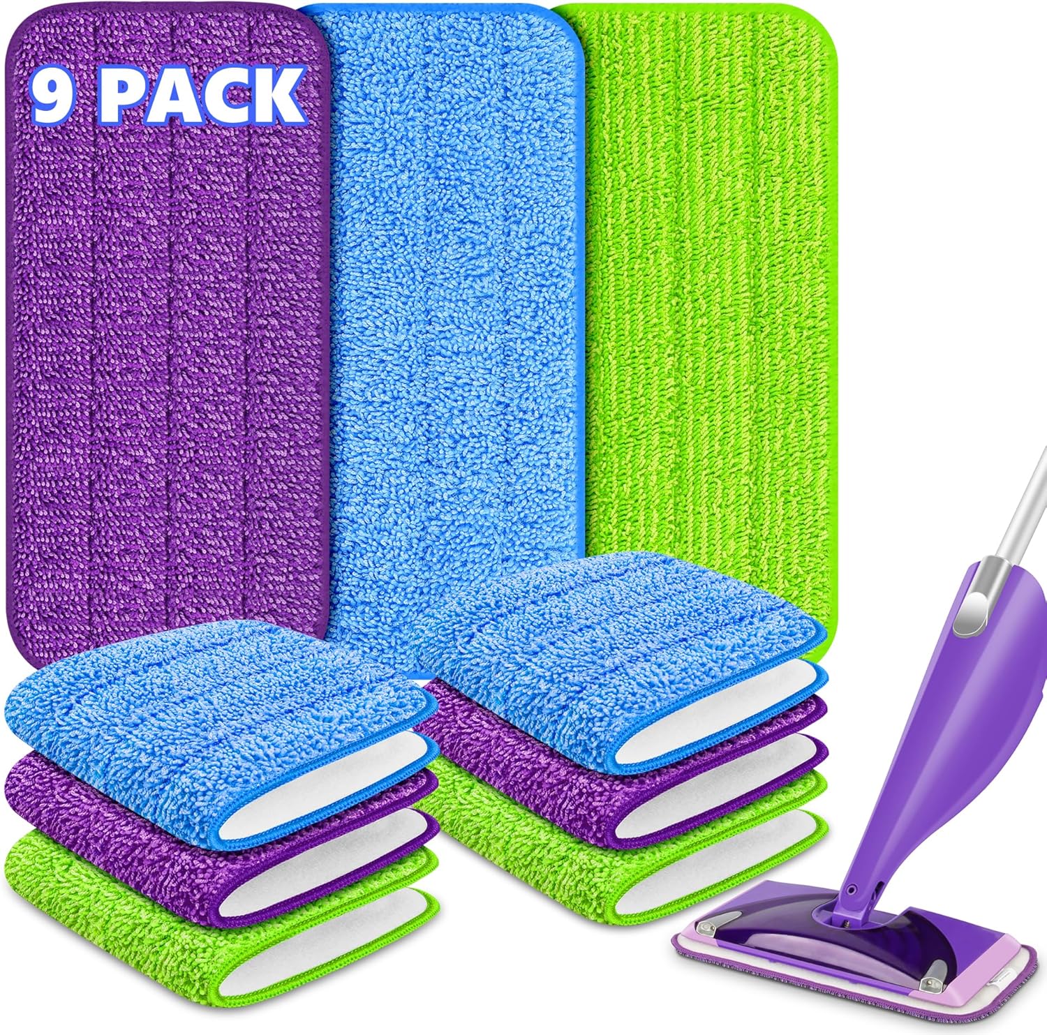 ILAVCOOL 9 Pack Reusable Mop Pads for Swiffer WetJet