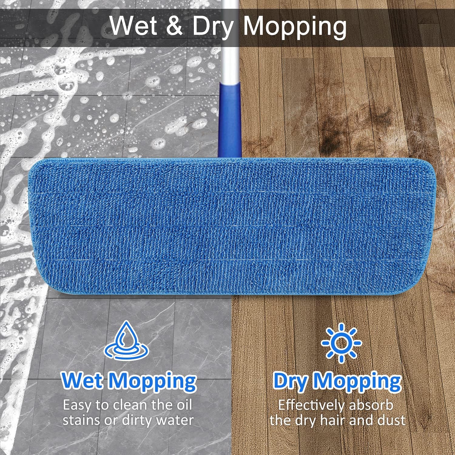 3 Pack Microfiber Mop Pads for Wet Dry Mop Replacement