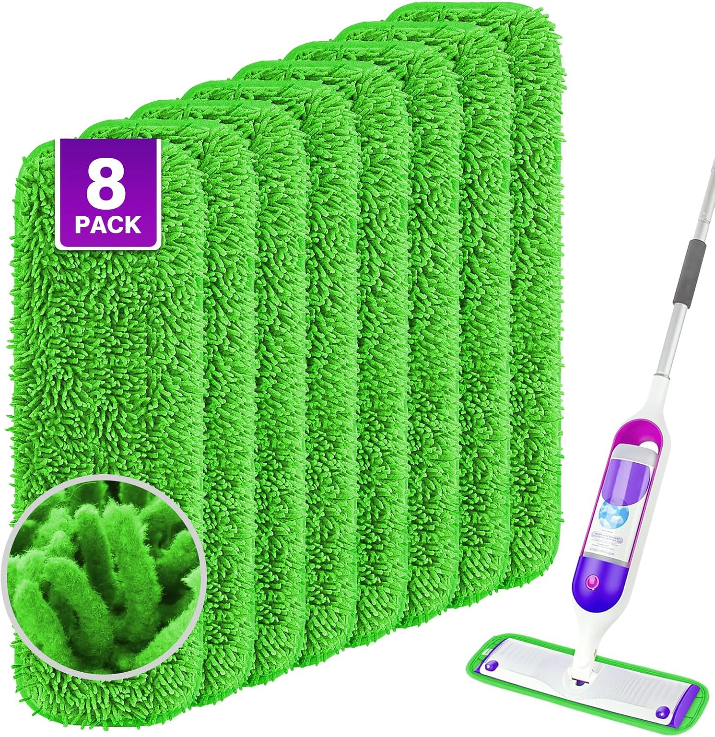 UNIMADE Reusable Mop Pads 8 Pack for Swiffer PowerMop