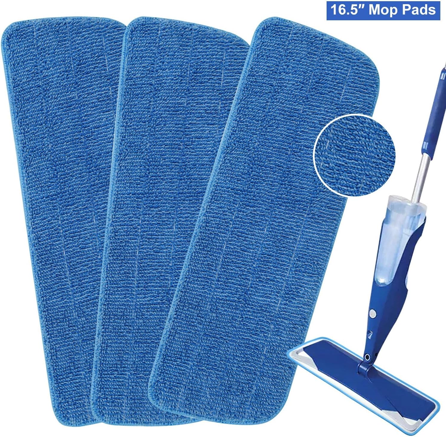 3 Pack Microfiber Mop Pads for Wet Dry Mop Replacement