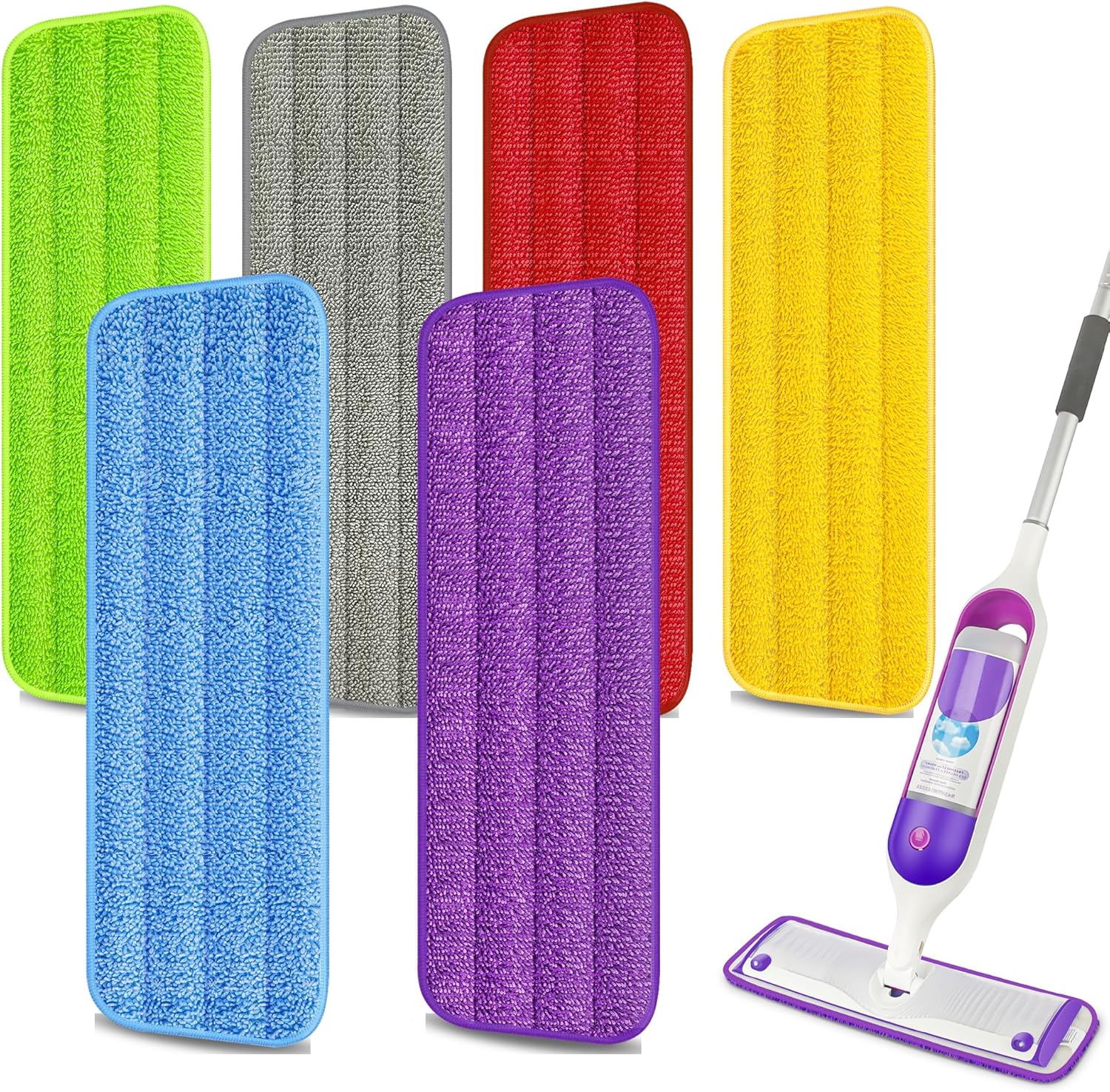 EXEGO 6 Count Reusable Microfiber Mop Pads for Swiffer PowerMop
